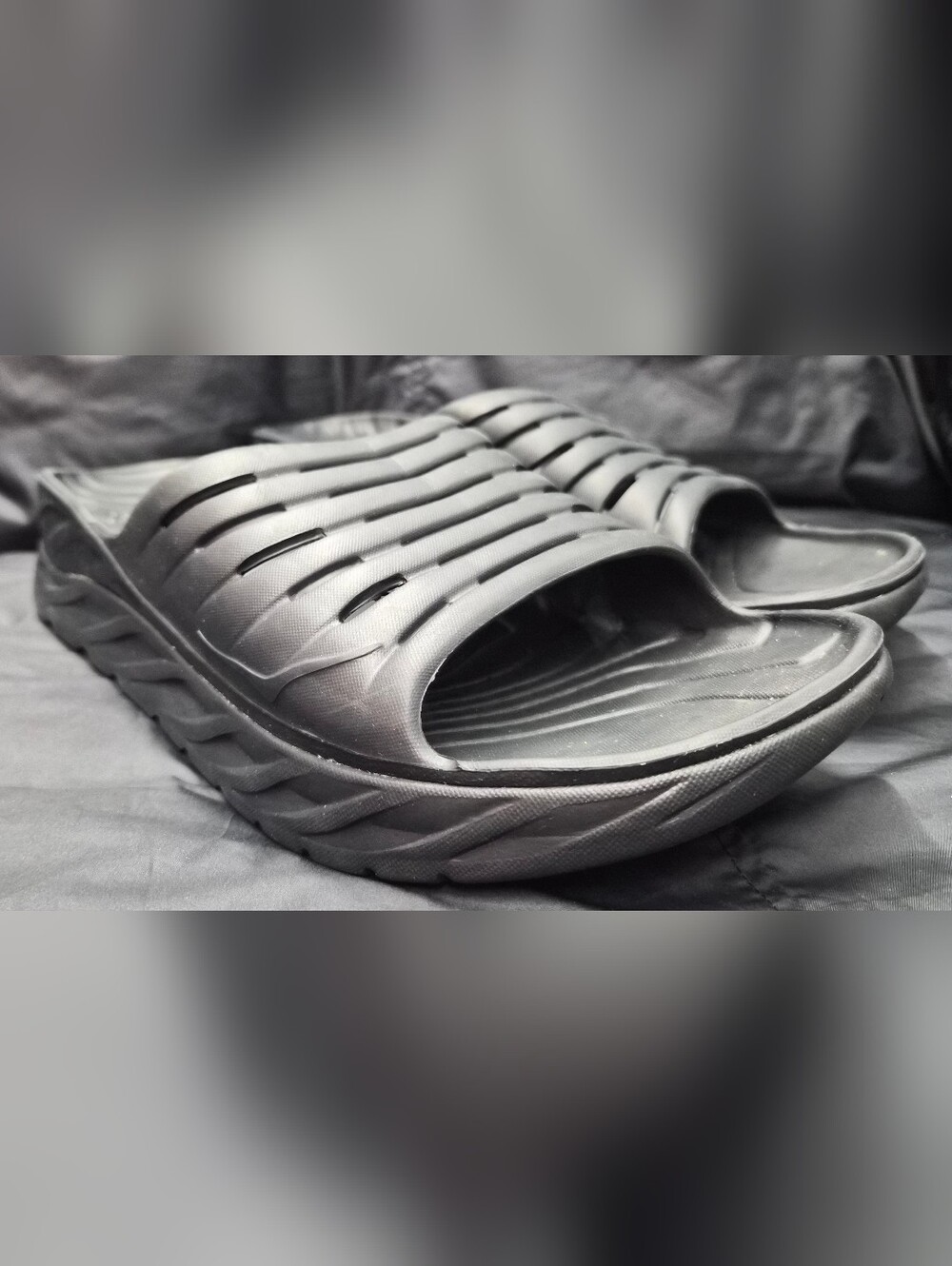 Men's Hoka One One Ora Black Recovery Slides Sz. 12